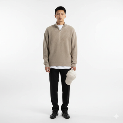 Finn | Herre halzip striktrøje – casual sweater med lynlås