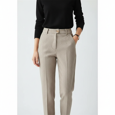 Lea | Kvinders Herringbone Plisserede Bukser Dame