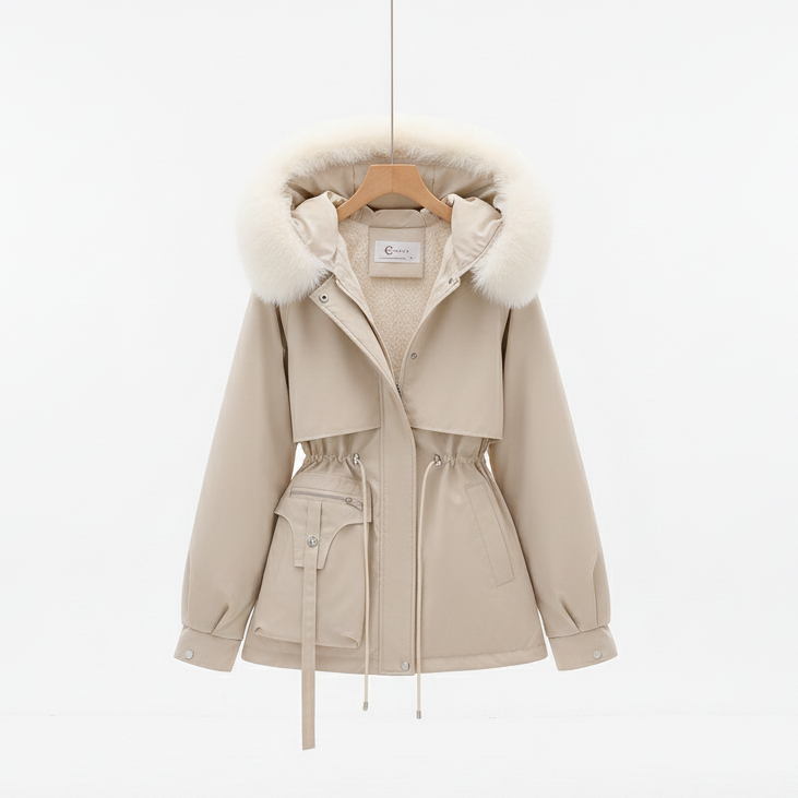 Mara™ | Dame Vinterfrakke med Faux Pelskrave Frakke