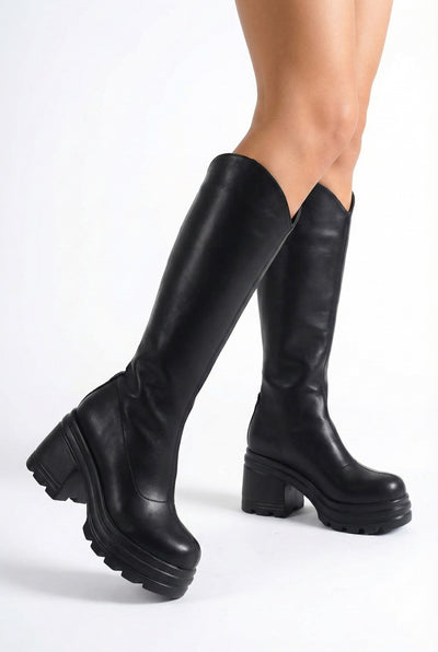 Robine | Sorte høje støvler elegant støvler med højhælede