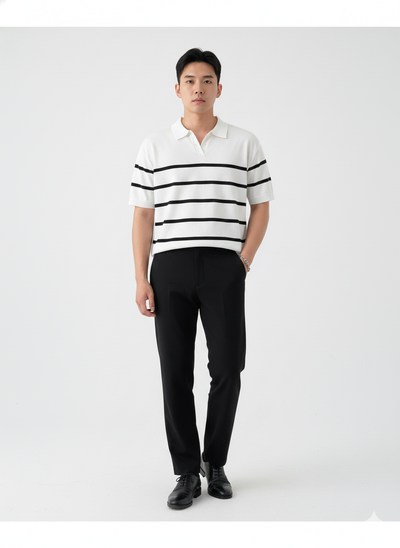 Robert | Klassisk stribet polo til mænd – kortærmet poloshirt i bomuld