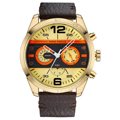 Luksuriøst Læderrem Quartz Chronograph Sportsur