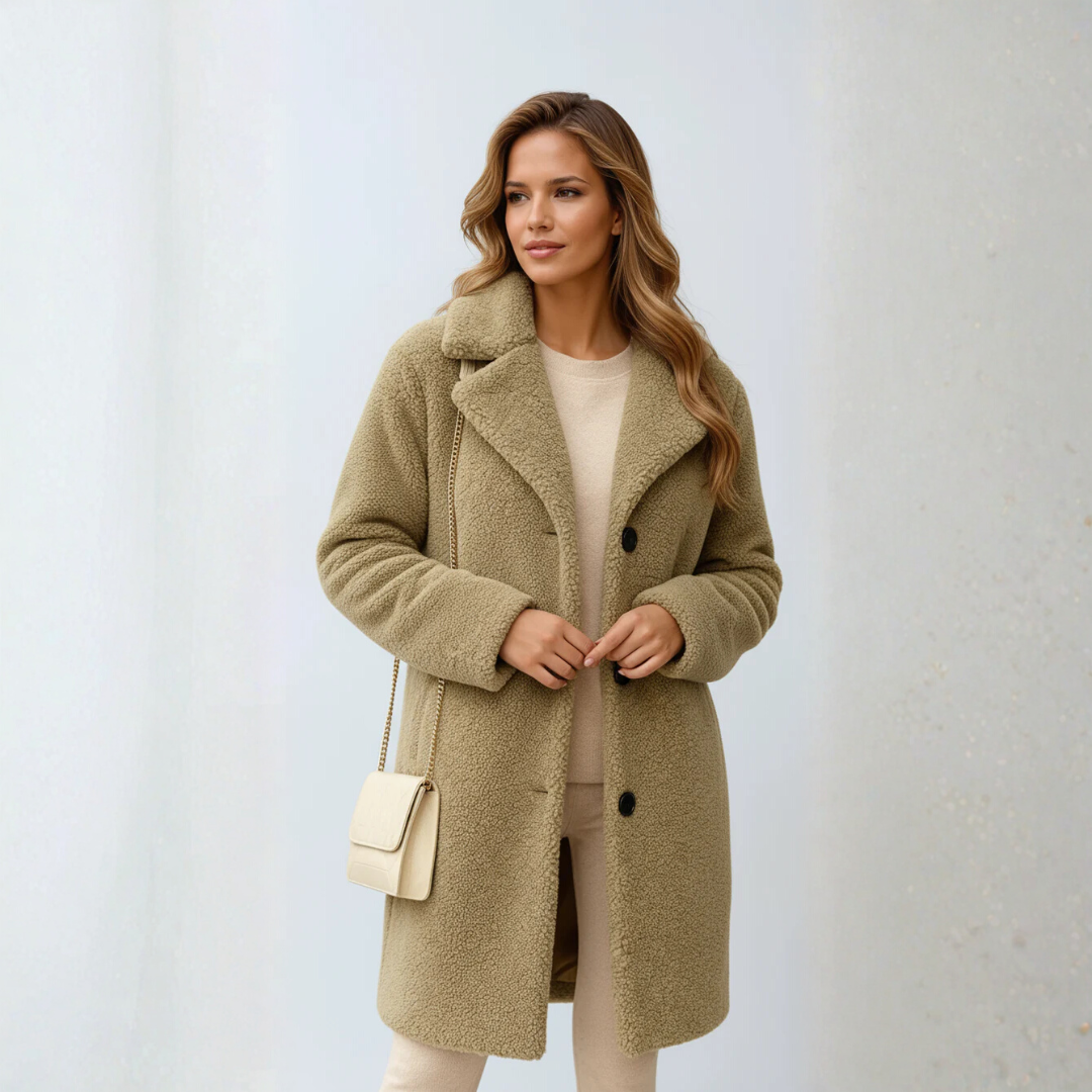 Mara - Frakke Lang med Knapper Varm Vinterfrakke Dame