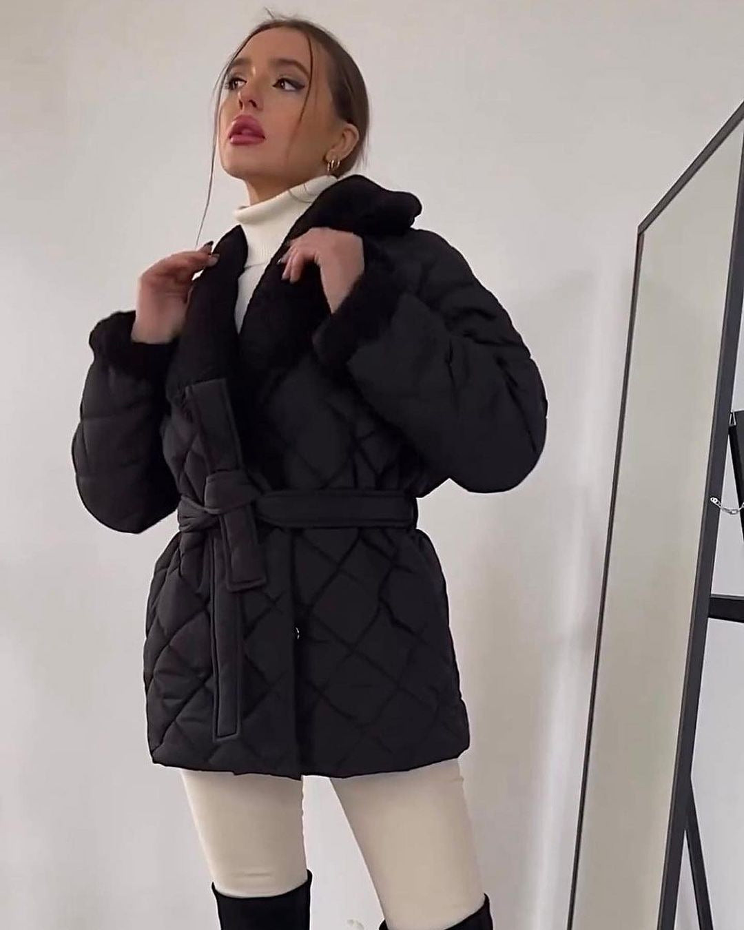 Mira - Elegant Luksus Sherpa Vinterfrakke Dame Frakke