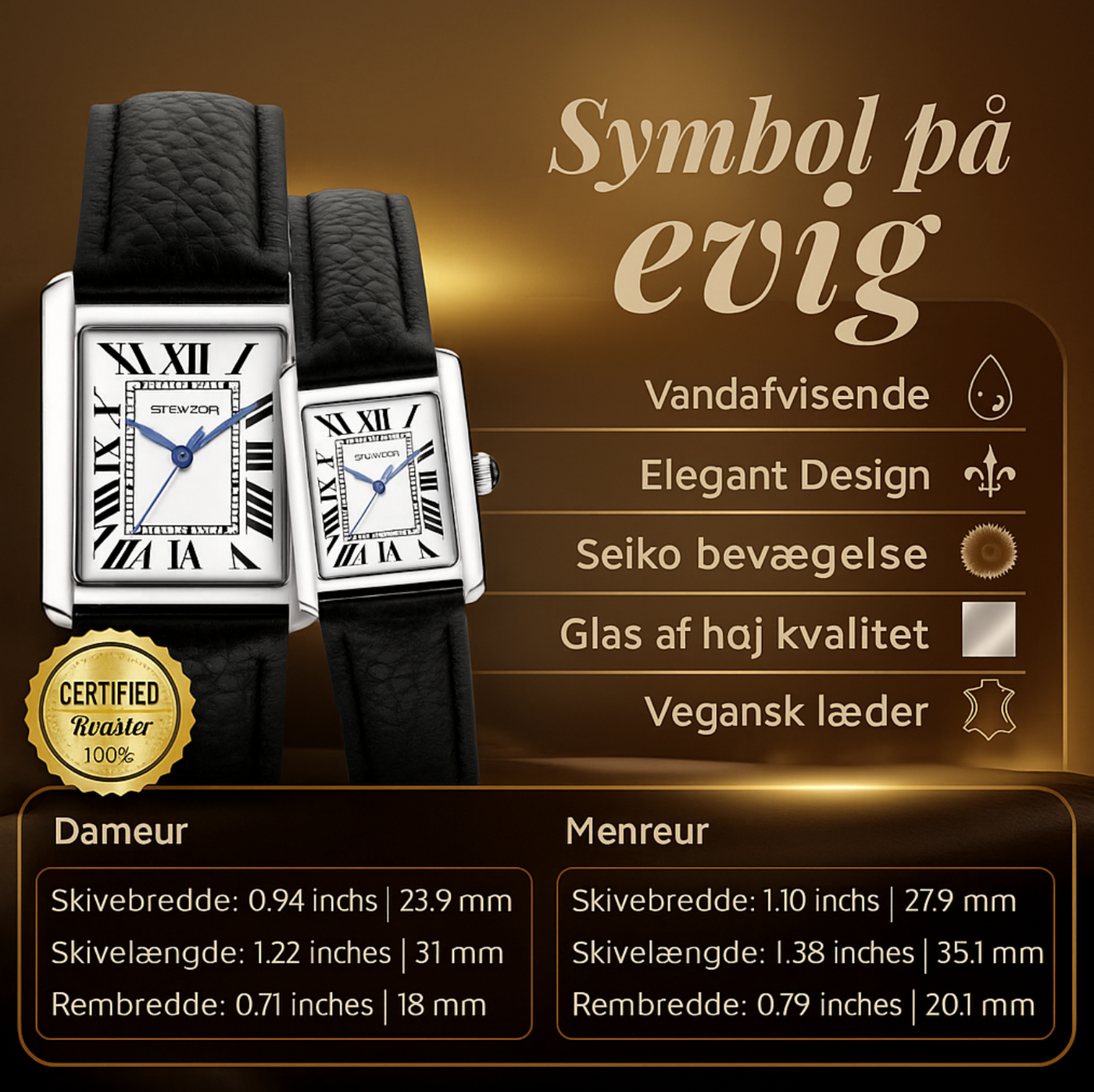 Stilfulde firkantede urskiver til par