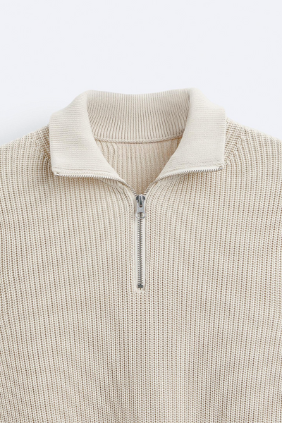 Topman | Klassisk herre striktrøje med lynlås – pullover i uld