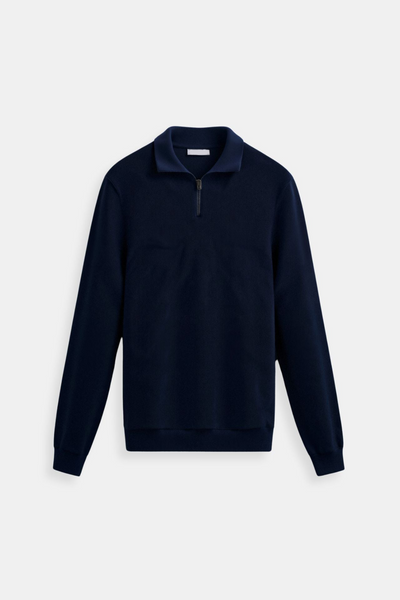 Topman | Klassisk herre striktrøje med lynlås – pullover i uld
