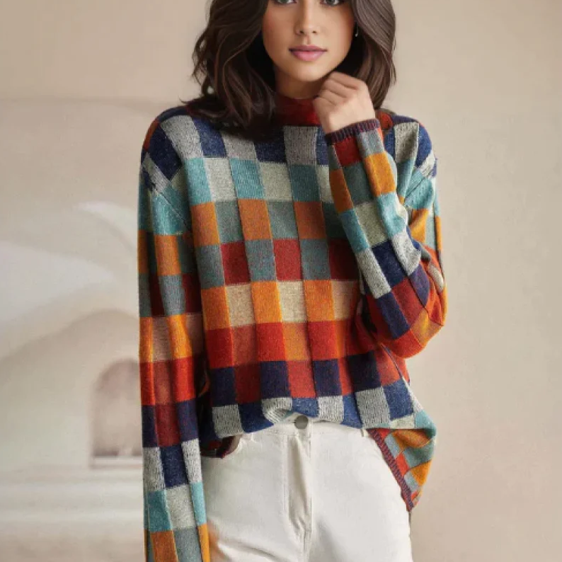 Federica | Farverig Striktrøje i Luksusdesign Sweater Dame