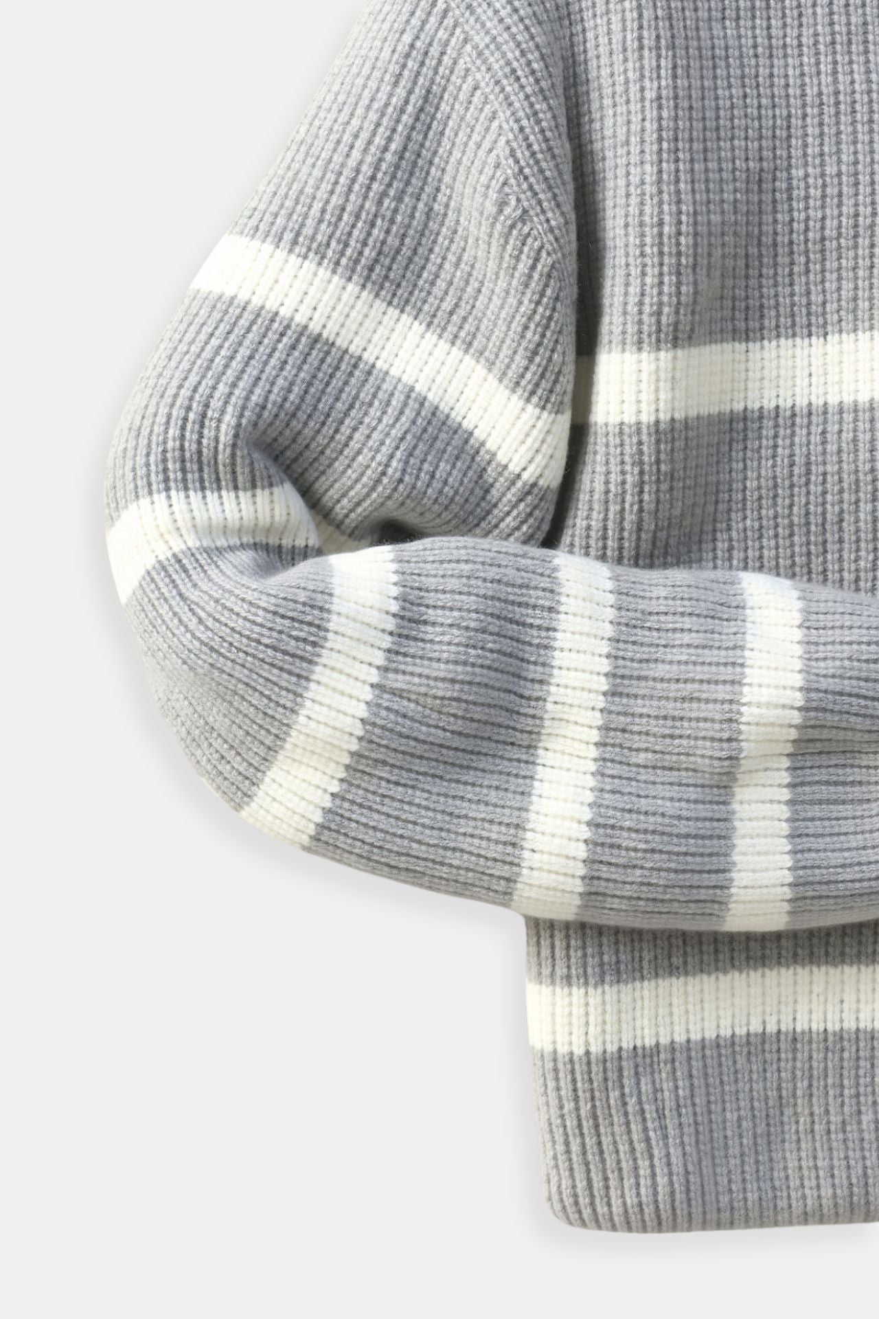 Ikon | Stribet herre sweater med lynlås – casual striktrøje