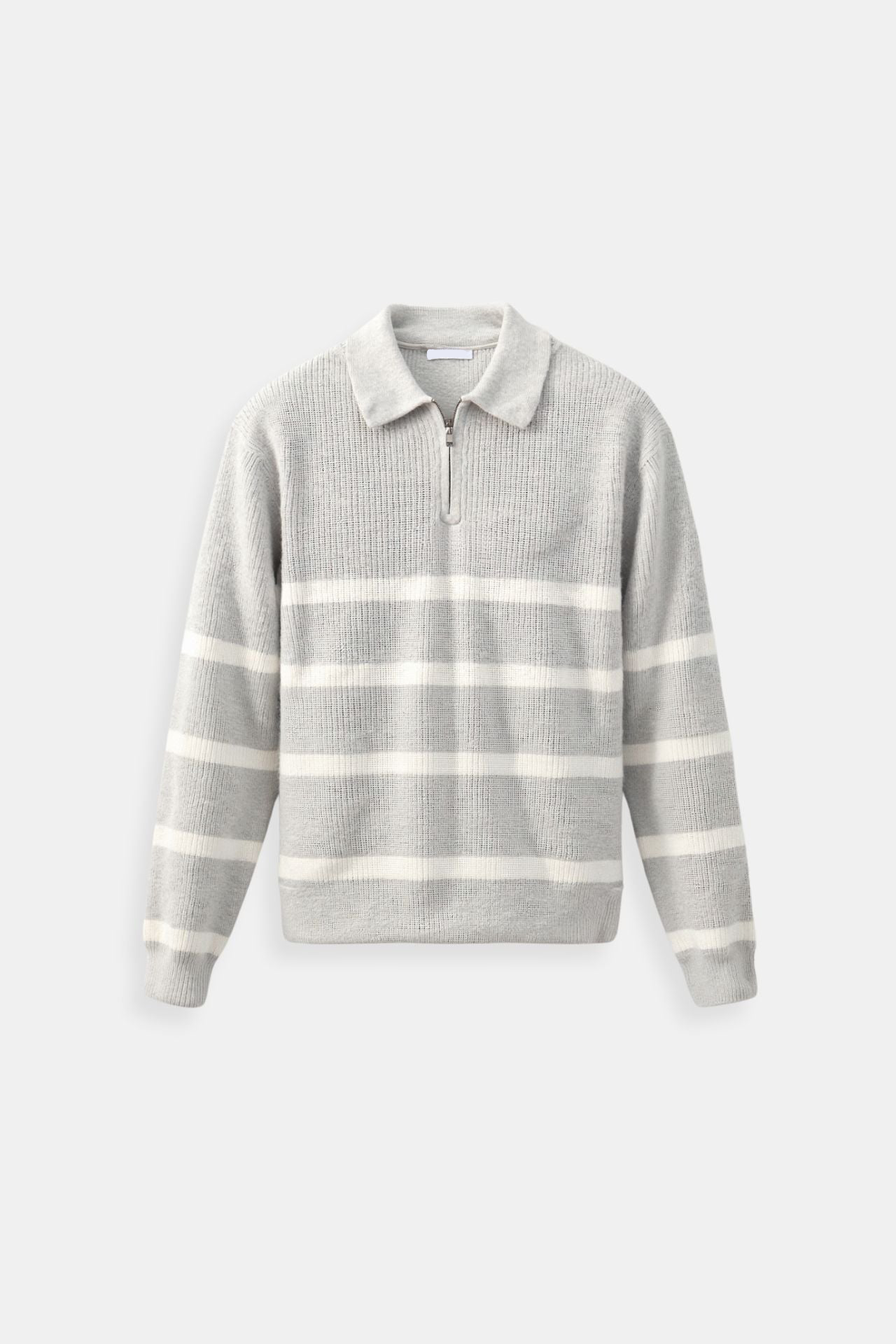 Ikon | Stribet herre sweater med lynlås – casual striktrøje