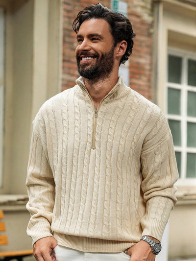 Alex | Herre zip-up sweater – varm striktrøje til mænd